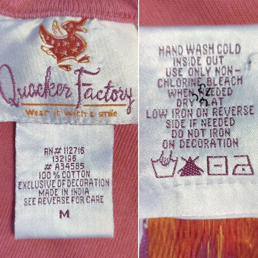 Quacker Factory VTG Pink Glitter Hearts Button Front‎ Cotton Cardigan Med